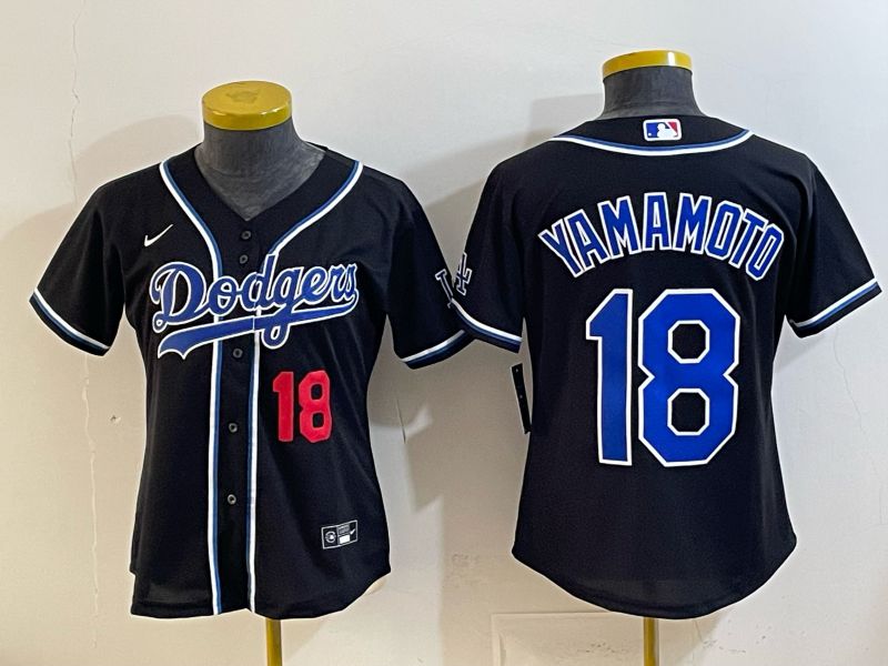 Youth 2026 Los Angeles Dodgers #18 Yamamoto Black Game Nike MLB Jersey style 005->youth mlb jersey->Youth Jersey